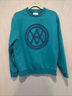 Teal Crewneck Sweatshirt with Embroidered Logo